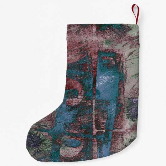 Grunge geverfde graffiti | Rust Red Blue Taupe Kleine Kerstsok (Achterkant)