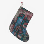 Grunge geverfde graffiti | Rust Red Blue Taupe Kleine Kerstsok (Voorkant (Hangend))