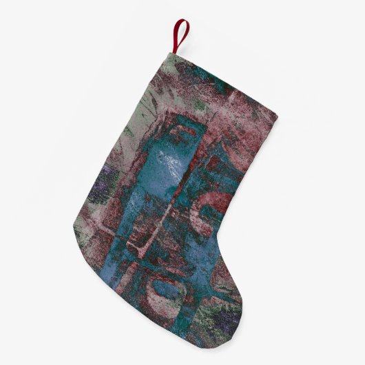 Grunge geverfde graffiti | Rust Red Blue Taupe Kleine Kerstsok (Voorkant (Hangend))