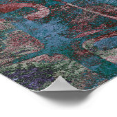 Grunge geverfde graffiti | Rust Red Blue Taupe Poster (Hoek)