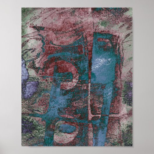 Grunge geverfde graffiti | Rust Red Blue Taupe Poster (Voorkant)