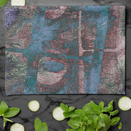 Grunge geverfde graffiti | Rust Red Blue Taupe Theedoek