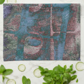 Grunge geverfde graffiti | Rust Red Blue Taupe Theedoek (Gevouwen)
