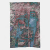 Grunge geverfde graffiti | Rust Red Blue Taupe Theedoek (Verticaal)