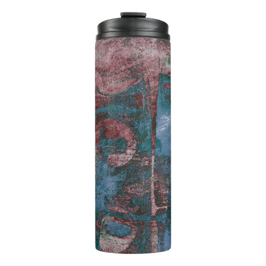 Grunge geverfde graffiti | Rust Red Blue Taupe Thermosbeker (Voorkant)