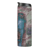 Grunge geverfde graffiti | Rust Red Blue Taupe Thermosbeker (Geroteerd rechts)