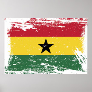 Grunge Ghana Flag Poster