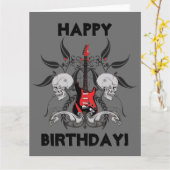 Grunge Gitaar en Skull Happy Birthday Bericht Kaart (Gele Bloem)