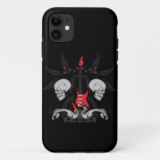 Grunge Gitaar Schedels iPhone4 Hoesje (Achterkant)