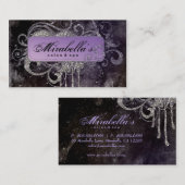Grunge Glitter Salon Spa Black Paars Silver Visitekaartje (Voorkant / Achterkant)