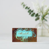 Grunge Glitter Salon Spa Brown Blue Loyalty Card (Staand voorkant)