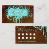 Grunge Glitter Salon Spa Brown Blue Loyalty Card (Voorkant / Achterkant)