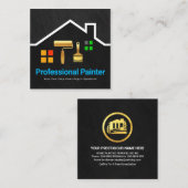 Grunge Gold Brush Rooftop Building Vierkante Visitekaartje (Voorkant / Achterkant)