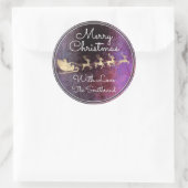 Grunge Gold Santa Reindester Slaaight met prettige Ronde Sticker (Tas)