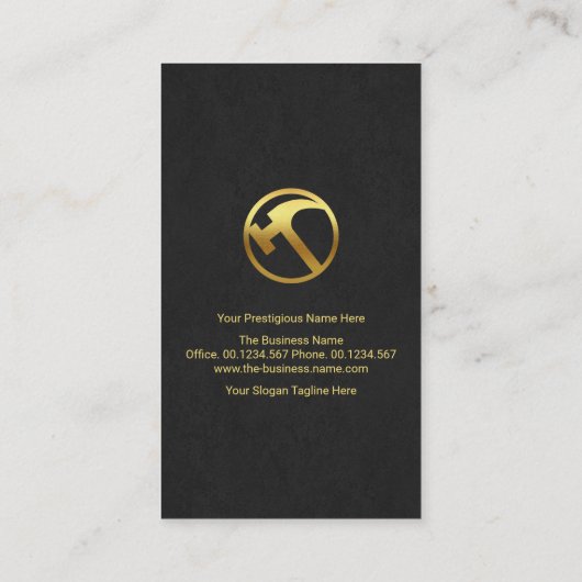 Grunge Gold Stripe Construction Contractor Visitekaartje (Achterkant)