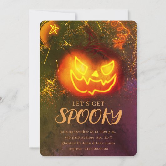 Grunge Golden Adult Pumpkin Spooky Halloween Kaart (Voorkant)