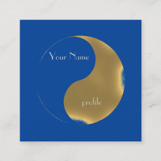 Grunge golden&blue yin yang square visitekaartje (Voorkant)