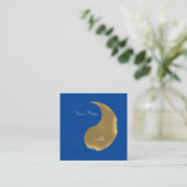 Grunge golden&blue yin yang square visitekaartje (Staand voorkant)