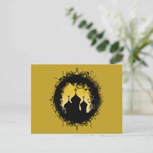 Grunge-Goth Gold and Black Ramadan Mosque Briefkaart (Staand voorkant)