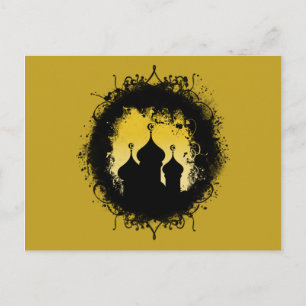 Grunge-Goth Gold and Black Ramadan Mosque Briefkaart