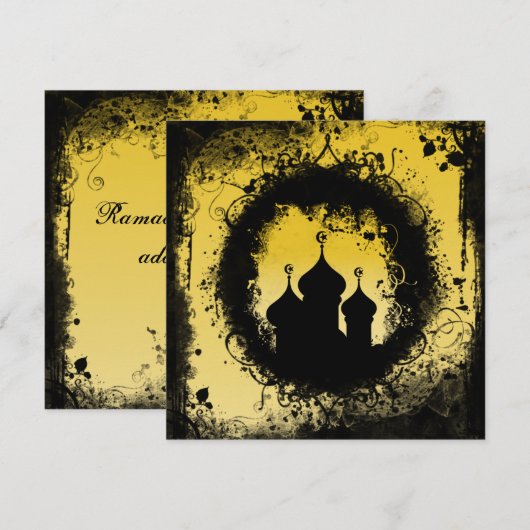 Grunge-Goth Gold and Black Ramadan Mosque Kaart (Voorkant / Achterkant)