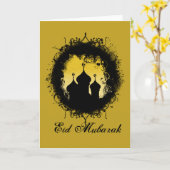 Grunge-Goth Gold and Black Ramadan Mosque Kaart (Gele Bloem)