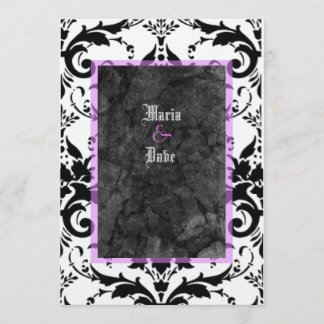 Grunge Gothic Black White Damask Lavender Weddensc Kaart