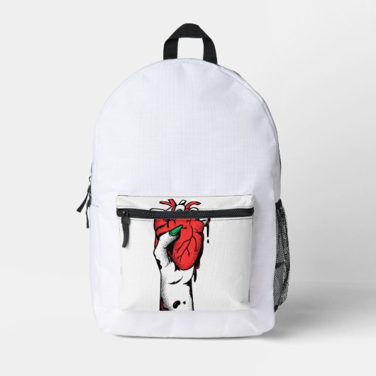 Grunge Gothic Hand Holding Heart Wallet Bedrukte Rugzak (Voorkant)