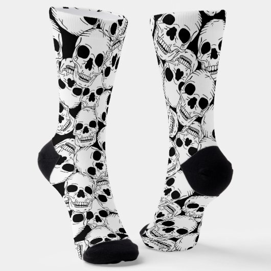 Grunge Gothic Skeleton Skulls Patterned Sokken (Gebogen)