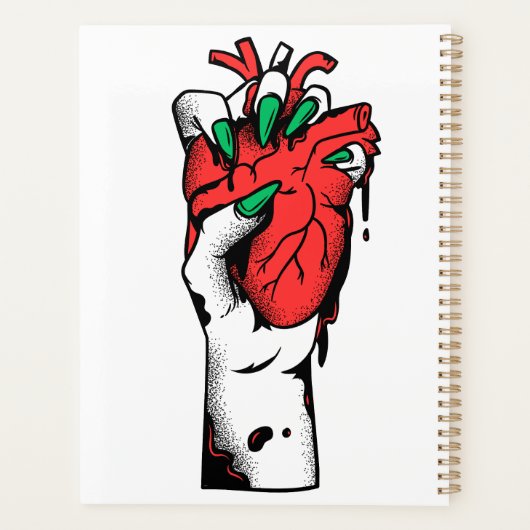 Grunge Gotische Hand die Hart Kunstwerk vasthoudt Planner (Achterkant)