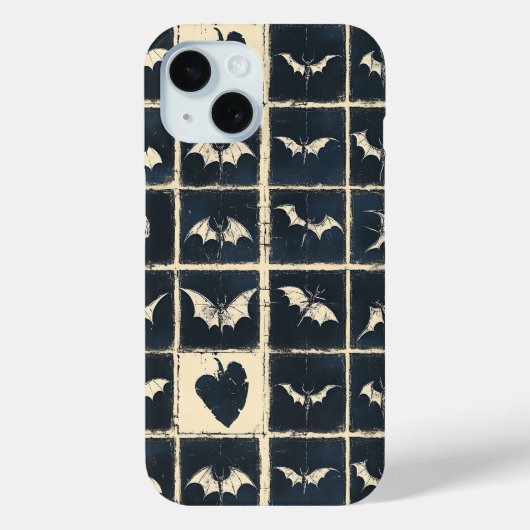 Grunge gotische vleermuizen en schedels denim patr Case-Mate iPhone case (Achterkant)