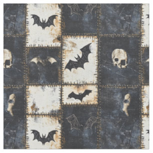 Grunge gotische vleermuizen en schedels denim patr stof