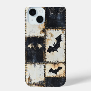 Grunge Gotische Vleermuizen & Schedels Denim Patro iPhone 15 Case