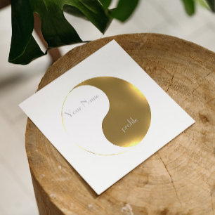 Grunge goud&wit yin yang vierkante visitekaartje