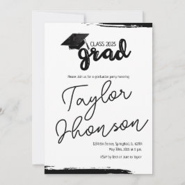 Grunge grad card with graduation hat kaart
