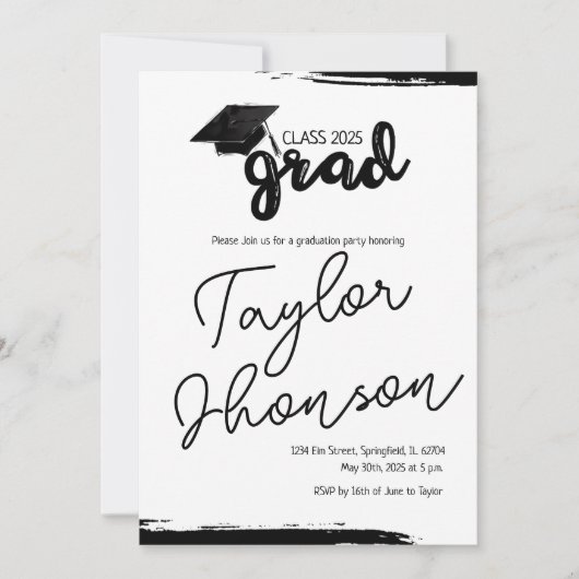 Grunge grad card with graduation hat kaart (Voorkant)