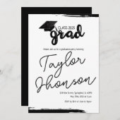 Grunge grad card with graduation hat kaart (Voorkant / Achterkant)