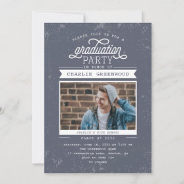 Grunge Graduation Party Invitation with Photo Kaart