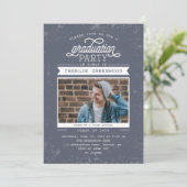 Grunge Graduation Party Invitation with Photo Kaart (Staand voorkant)