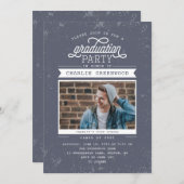 Grunge Graduation Party Invitation with Photo Kaart (Voorkant / Achterkant)