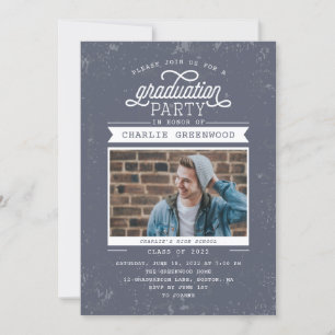 Grunge Graduation Party Invitation with Photo Kaart