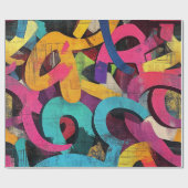 Grunge Graffiti Abstract in Roze Geel Blauw Cadeaupapier (Vlak)