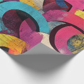 Grunge Graffiti Abstract in Roze Geel Blauw Cadeaupapier (Hoek)