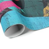 Grunge Graffiti Abstract in Roze Geel Blauw Cadeaupapier (Rol Hoek)