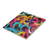 Grunge Graffiti Abstract in Roze Geel Blauw Tegeltje (Zijkant)
