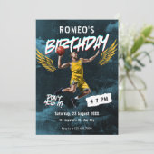 Grunge graffiti basketbal foto verjaardag kaart (Staand voorkant)