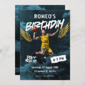 Grunge graffiti basketbal foto verjaardag kaart (Voorkant / Achterkant)