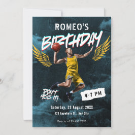 Grunge graffiti basketbal foto verjaardag kaart