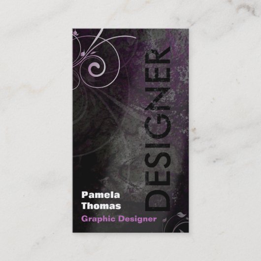 Grunge Graphic Designer Visitekaartje zwart roze (Voorkant)