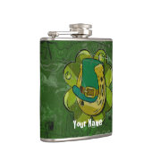 Grunge Green Clover, Pet en hoefijzergras Heupfles (Rechts)